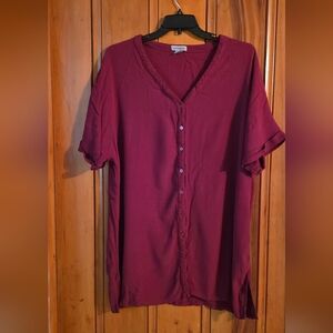 Alice & You Button-Down Maroon Tunic Sz 22